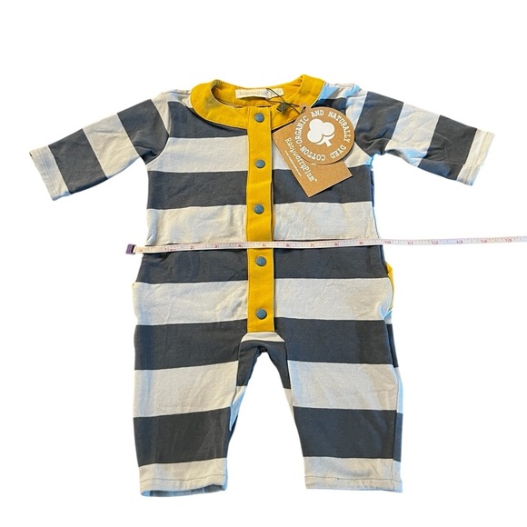 Raspberry Plum Charming Gray and Yellow Striped Kids Onesie Size 0-3 Months - Picture 7 of 7